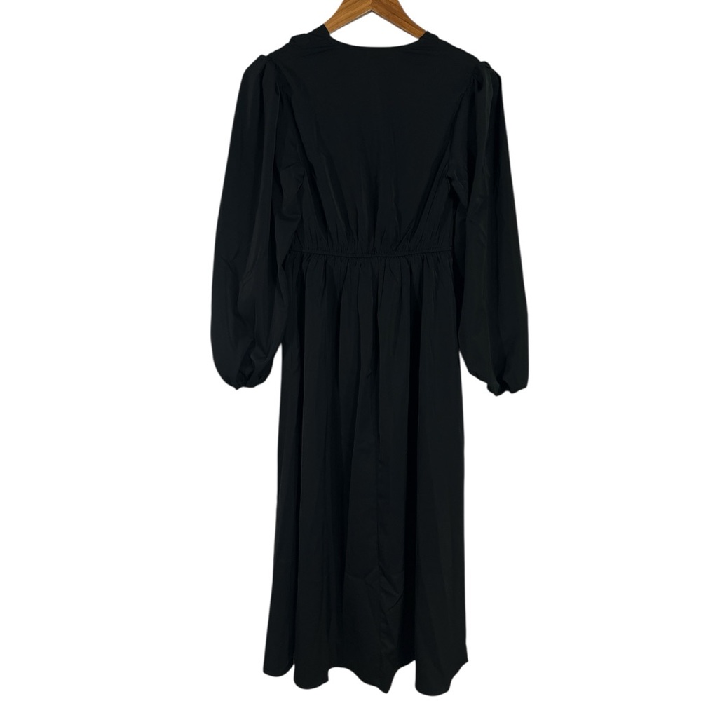 NWT JJ’s House V-Neck Long Sleeve A-line Satin Midi Dress in Black Size Small - Picture 7 of 8
